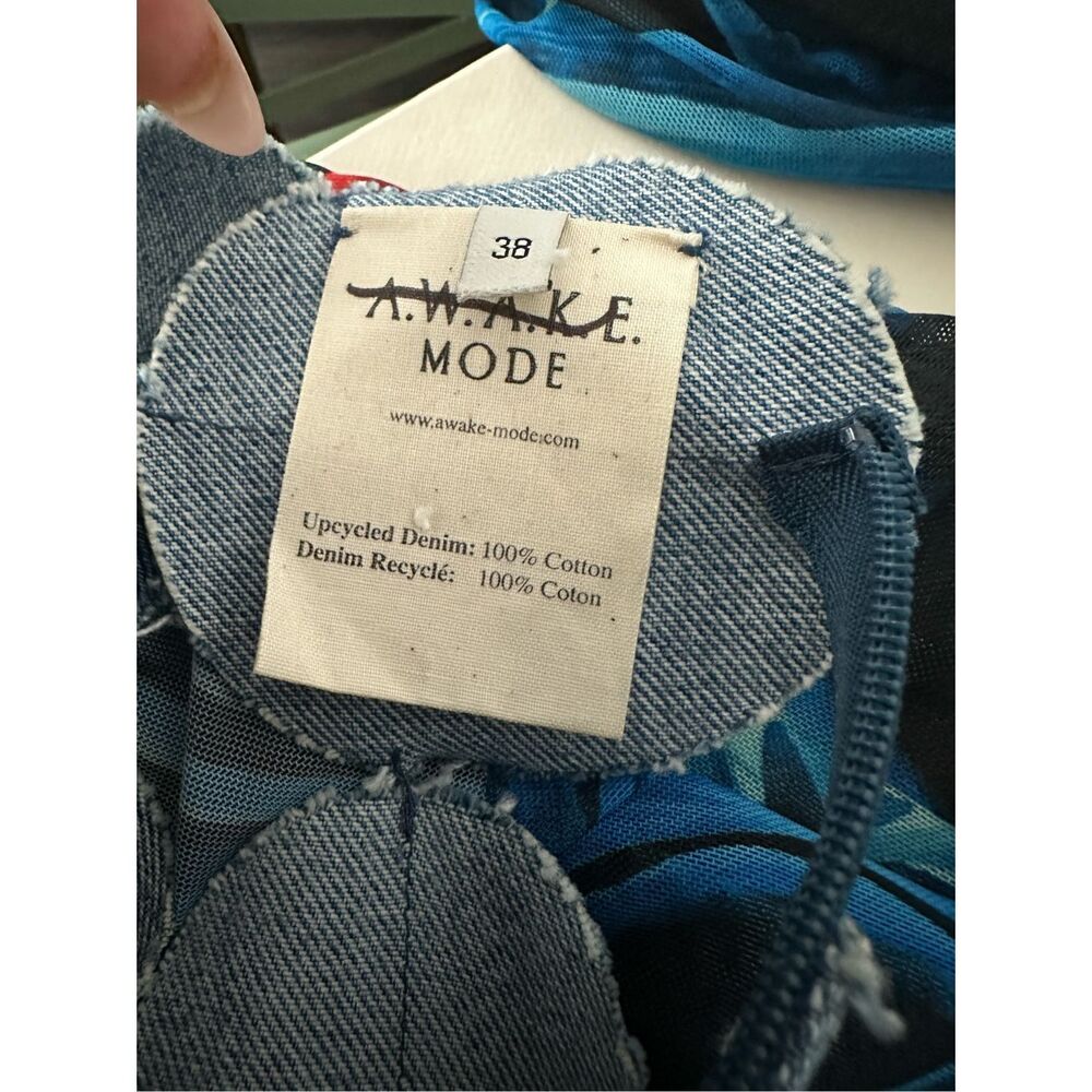 NWT A.W.A.K.E. MODE Upcycled Denim Multi Circle Dress FR 38 / US 4 $1415 - Picture 13 of 13